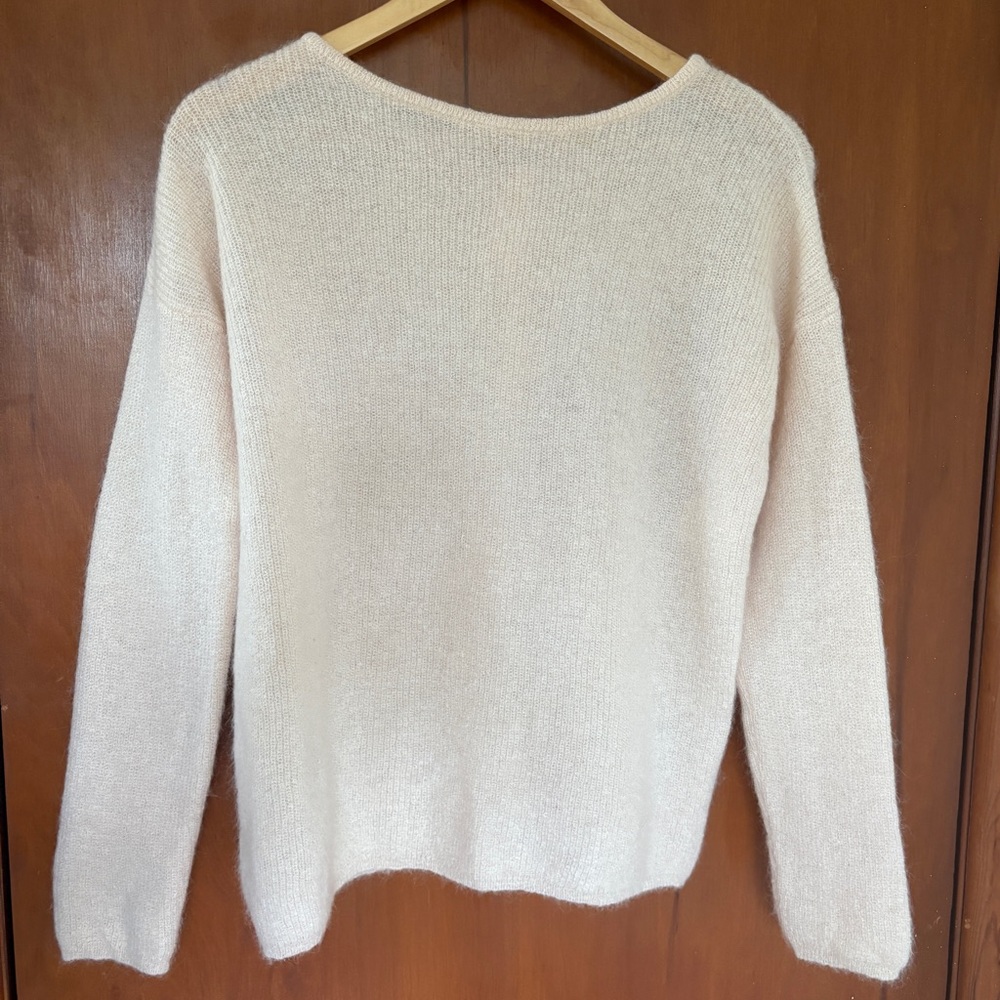 Sezane cardigan mohair sweater, old rose color, size S.